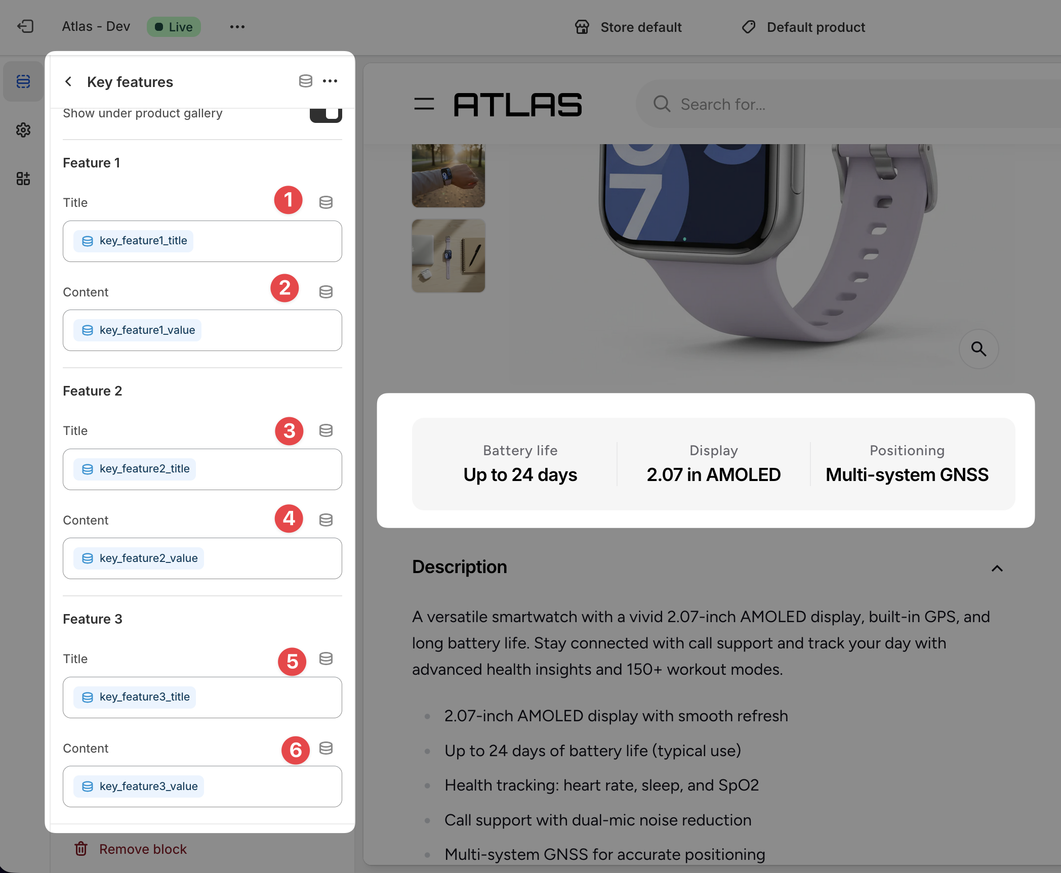 Key features connecting metafields